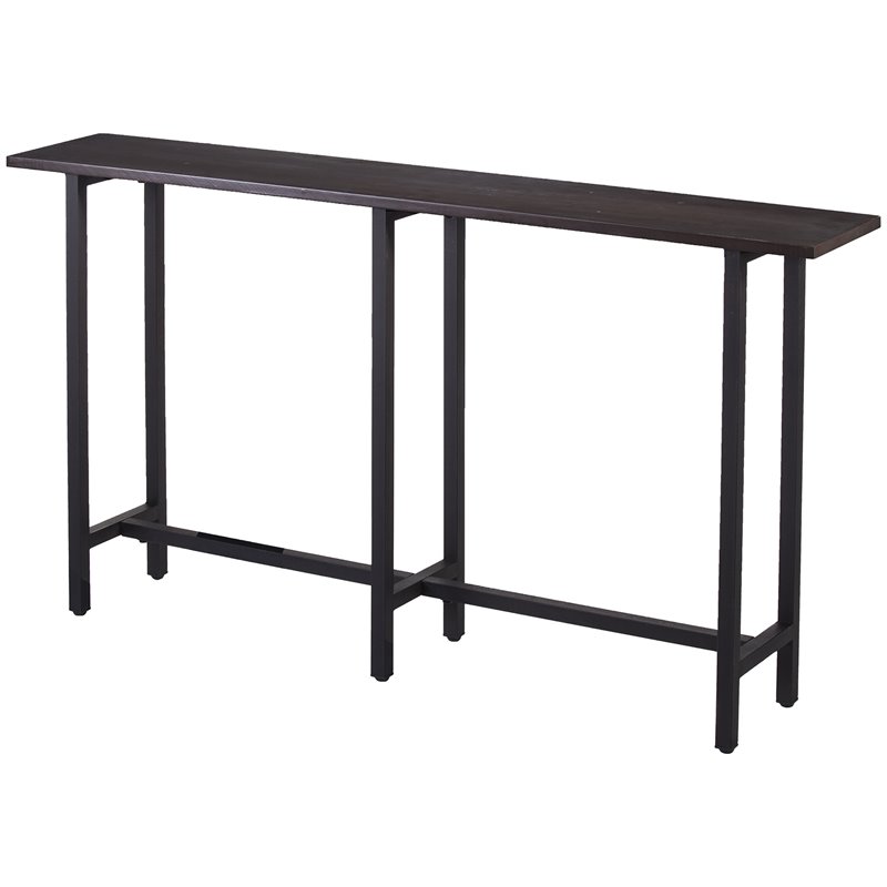 Southern Enterprises Hendry Long Narrow Wooden Console Table in Matte Black