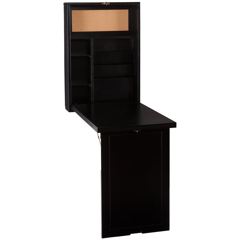 SEI Furniture Wooden Fold-Out Convertible Desk in Black