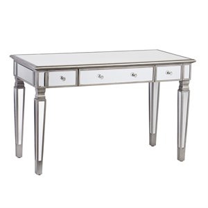 SEI Furniture Wedlyn Engineered Wood Computer Desk in Mirror with Matte Silver