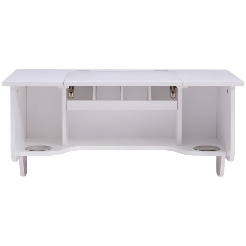 Southern Enterprises Wooden Wall Mounted Vanity Desk with Mirror in White