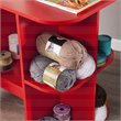 SEI Furniture Wooden Drop Leaf Mobile Sewing Craft Table in Farmhouse Red