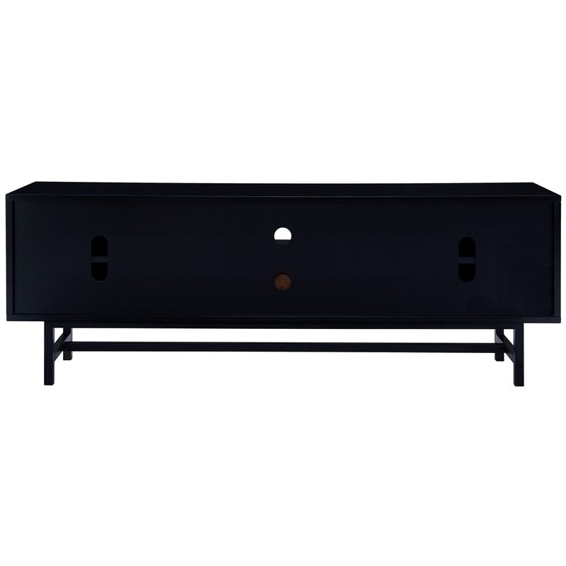 SEI Furniture Blynn Mid Century Wooden TV Stand in Black and Whiskey