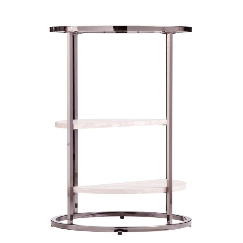 Southern Enterprises Ledermore Tempered Glass Round Side Table in Black