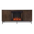 Dibbonly Smart Fireplace with Media Storage in Brown/Matte Silver