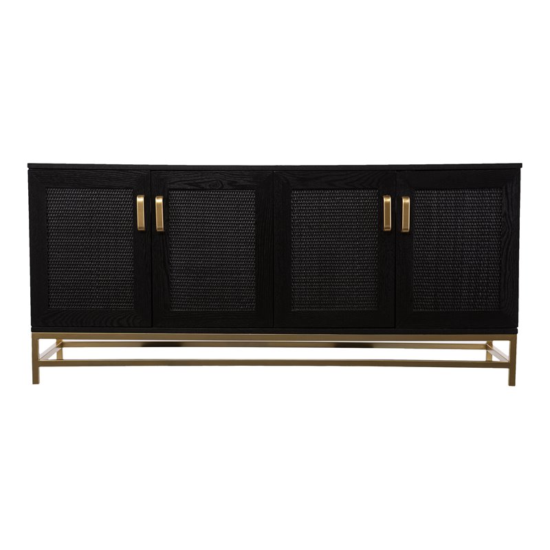 SEI Furniture Rolliston Contemporary 4-Door Media Console in Black-Gold