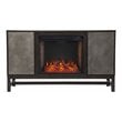 Lannington Smart Fireplace with Media Storage in Brown/Antique Silver