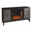 Lannington Smart Fireplace with Media Storage in Brown/Antique Silver