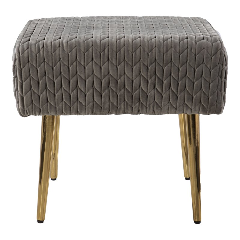 SEI Furniture Medlana Woven Velvet Upholstered Ottoman in Gray-Gold