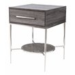 Waltenson Faux Marble Print 1-Drawer/Shelf Nightstand in Black Oak/Chrome/Gold