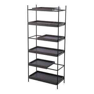 SEI Furniture Deckenly 3-Stationary and 3-Sliding Shelves Etagere in Black