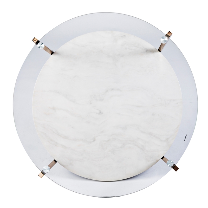 Southern Enterprises Avenida Round Tempered Glass-Top Cocktail Table in Gold