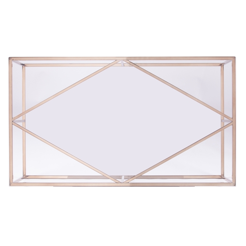 Southern Enterprises Nicholance Tempered Glass-Top Cocktail Table in Champagne