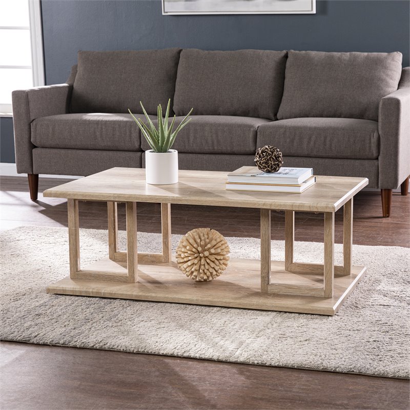 SEI Furniture Markworth Engineered Wood Geometric Cocktail Table Natural