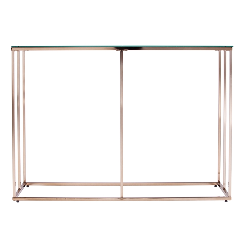 Southern Enterprises Nicholance Tempered Glass-Top Console Table in Champagne