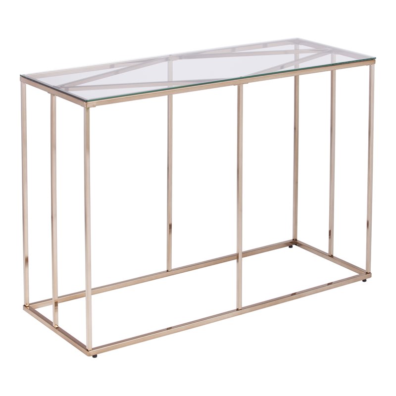 Southern Enterprises Nicholance Tempered Glass-Top Console Table in Champagne