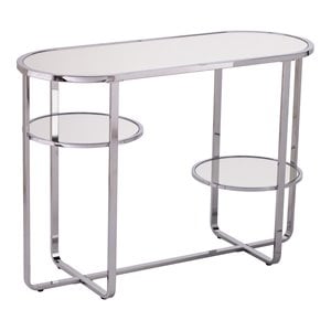 Southern Enterprises Maxina Mirrored Metal Console Table in Chrome