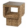 SEI Furniture Pallston Woven Water Hyacinth Glass-Top End Table in Natural