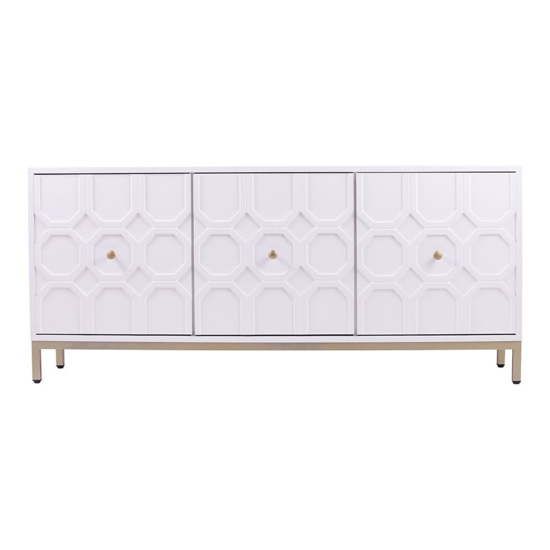SEI Furniture Gramdlynn 3-Door Accent Cabinet in Antique White