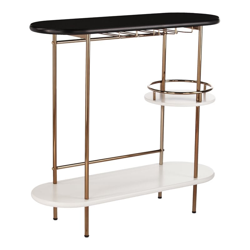 SEI Furniture Dagney Table with Glassware Storage in Champagne