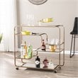 SEI Furniture Maylynn Art Deco Bar Cart in Mirrored Shelves/Champagne