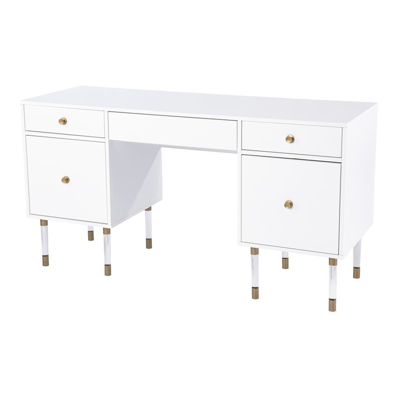 SEI Furniture Helston Modern Engineered Wood Writing Desk in White