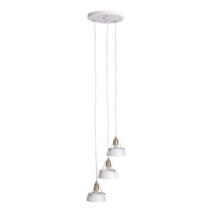 SEI Furniture Renmarco 3-Light Cluster Pendant in White/Antique Brass