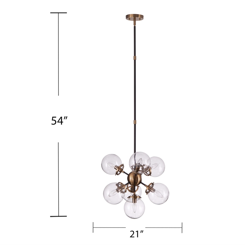 SEI Furniture Boltonly Contemporary 7-Light Pendant Lamp in Black/Gold
