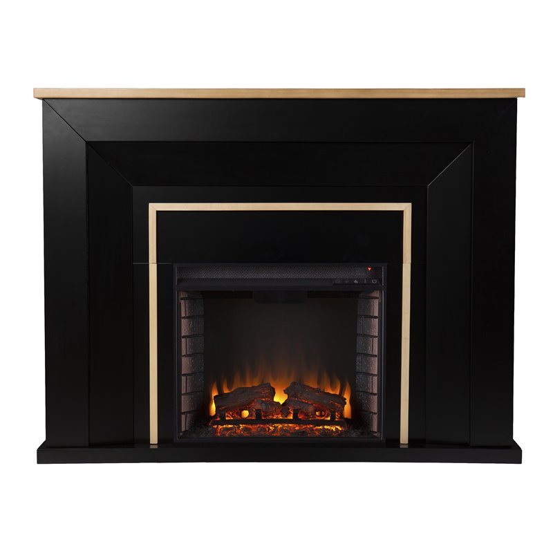 SEI Furniture Cardington Industrial Electric Fireplace in Black/Natural
