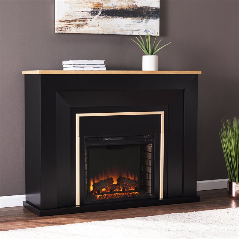 SEI Furniture Cardington Industrial Electric Fireplace in Black/Natural