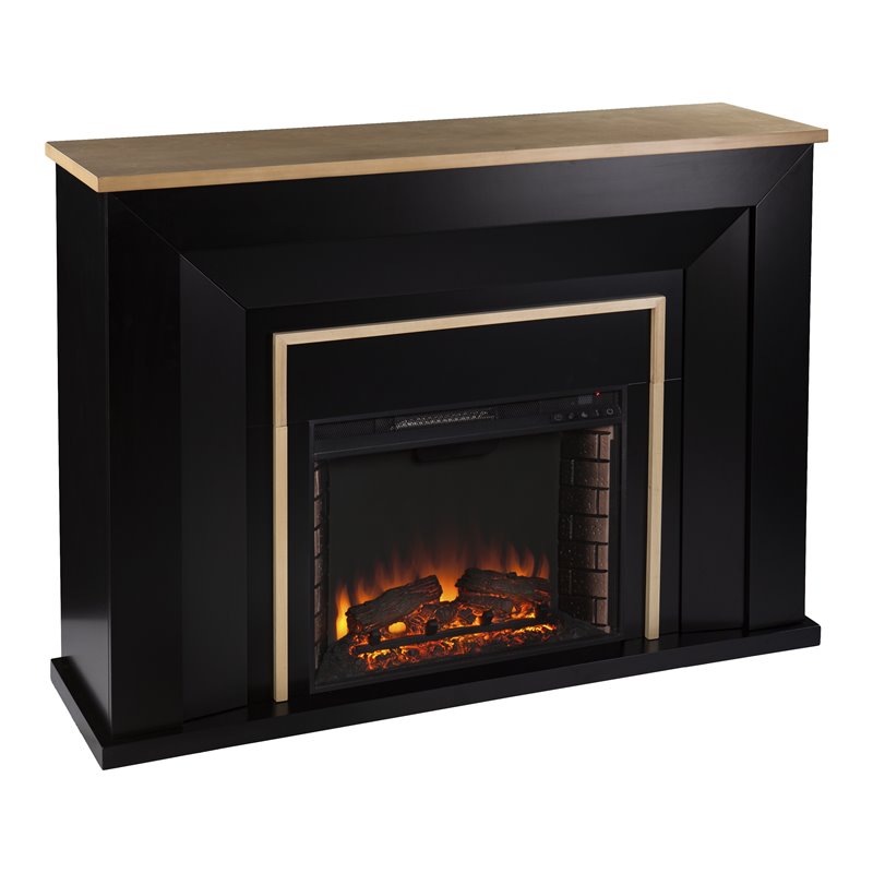 SEI Furniture Cardington Industrial Electric Fireplace in Black/Natural