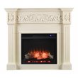 SEI Furniture Calvert Carved Touch Screen Electric Fireplace in Creamy Ivory