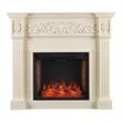 SEI Furniture Calvert Smart Electric Fireplace in Creamy Brushed Ivory