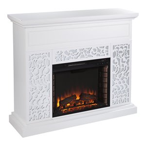 SEI Furniture Wansford Contemporary Electric Fireplace in White with Mirror