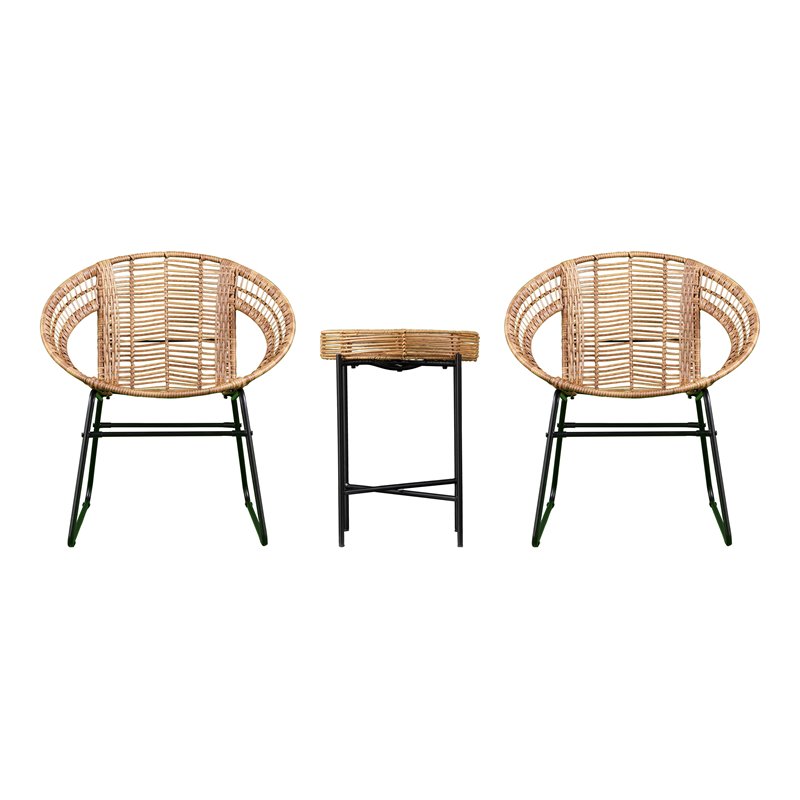 SEI Furniture Alandhra Indoor/Outdoor 3pc Bistro Set in Natural/Black