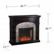 SEI Furniture Tanaya Faux Stone/Engineered Wood Smart Fireplace in Ebony Black