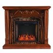 SEI Furniture Cardona Engineered Wood/Faux Marble Smart Fireplace in Walnut
