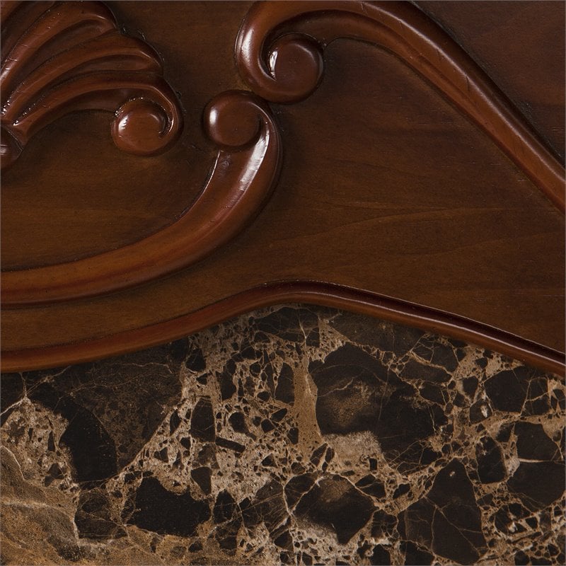 SEI Furniture Cardona Engineered Wood/Faux Marble Smart Fireplace in Walnut