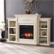 SEI Furniture Tennyson Touch Screen Wood Electric Fireplace w/ Bookcase in Ivory