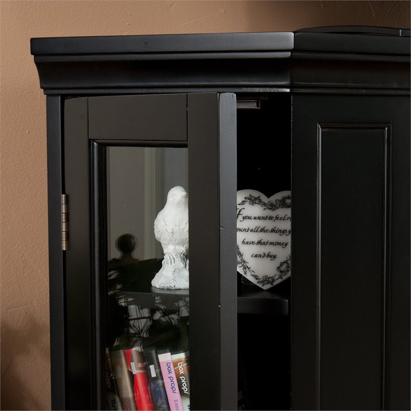 SEI Furniture Claremont Touch Screen Wood Electric Corner Fireplace in Black
