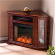 SEI Furniture Claremont Touch Screen Wood Electric Corner Fireplace in Mahogany