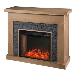 SEI Furniture Standlon Faux Stone/Engineered Wood Smart Fireplace in Natural