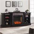 SEI Furniture Gallatin Engineered Wood Smart Fireplace with Bookcases in Black