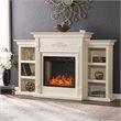 SEI Furniture Tennyson Engineered Wood Smart Bookcase Fireplace in Ivory