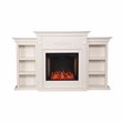 SEI Furniture Tennyson Engineered Wood Smart Bookcase Fireplace in Ivory