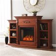 SEI Furniture Tennyson Smart Bookcase Fireplace in Mahogany