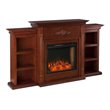 SEI Furniture Tennyson Smart Bookcase Fireplace in Mahogany