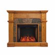 SEI Furniture Cartwright Wood Corner Convertible Smart Fireplace in Mission Oak
