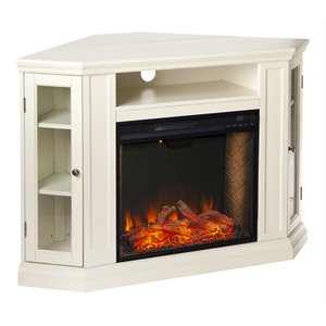 SEI Furniture Claremont Storage Engineered Wood Smart Corner Fireplace in Ivory