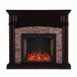 SEI Furniture Grantham Wood Convertible Smart Fireplace in Ebony/Black