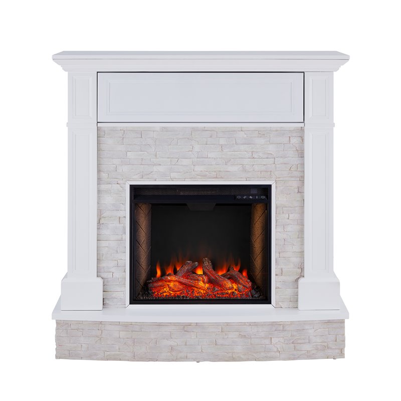 SEI Furniture Jacksdale Faux Smart Media Fireplace in White